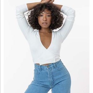 Los Angeles Apparel Heavy 2x1 Rib Wrap Top M